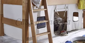 Vorhang 4teilig für Hochbett INFANSKIDS TOBYKIDS halbhoch Natur