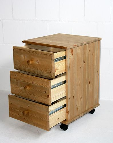 Druckerschrank Eiche - Rollcontainer 46x69x49cm, 1 Tür, Massivholz