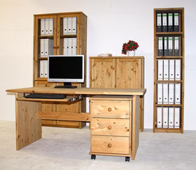 Massivholz Büroschränke mit Schubladen und rollen CONTRA Kiefernholz massiv in verschiedene Farben Casademobila Goslar