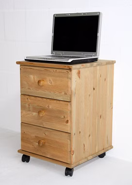 Rollcontainer 46x69x49cm CONTRA Kiefer massiv gelaugt geölt Standardgriffe