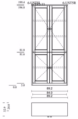 Massivholz Geschirrschrank mit 4 holztüren Contra 89x199x33cm kiefer massiv weiß lackiert Casa de mobila Goslar