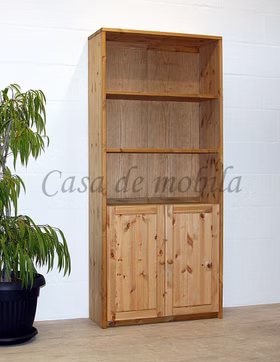 Massivholz Ordnerschrank mit holztüren CONTRA 89x199x33cm Kiefer massiv gelaugt geölt Casa de mobila Goslar
