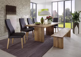 Esstisch mit Holzwange Binz 180x75x102 cm Wildeiche massiv natur geölt casademobila Goslar