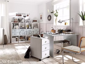 Massivholz Bürotisch Contra 160x74x78cm Kiefernholz massiv weiß lackiert von Casademobila Goslar