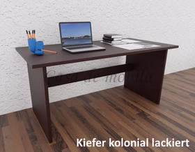 Massivholz Computertisch Contra 160x74x78cm Kiefer massiv dunkelbraun kolonial lackiert von Casademobila Goslar