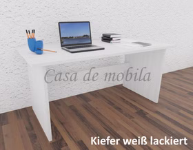 Massivholz Computertisch Contra 160x74x78cm Kiefernholz massiv weiß lackiert von Casademobila Goslar