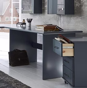 massivholz schreibtisch eckschreibtisch mit schubladen kiefer massiv grau lackiert home office massivholz schreibtisch eckschreibtisch mit schubladen kiefer massiv grau lackiert home office