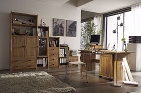 Massivholz Computertisch mit Rollcontainer 125x74x78cm Wildeiche massiv natur geölt Casa de mobila Goslar Massivholz Computertisch mit Rollcontainer 125x74x78cm Wildeiche massiv natur geölt Casa de mobila Goslar