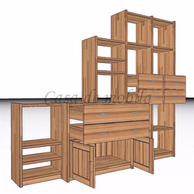 Massivholz Stufenregal 223x197x46/33cm CONTRA buche massiv natur geölt Casa de mobila Goslar