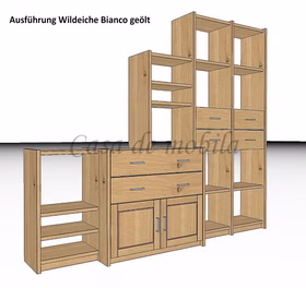 dachschräge regal 223x197x46/33cm CONTRA wildeiche massiv weiß bianco geölt Casa de mobila Goslar