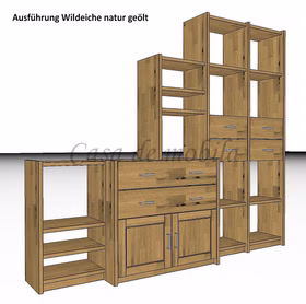 Massivholz Bücherregal 223x197x46/33cm CONTRA wildeiche massiv natur geölt Casa de mobila Goslar