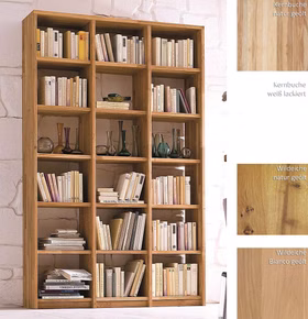 Massivholz Bücherregal 136x238x33cm CONTRA buche massiv geölt eiche weiss bianco casademobila