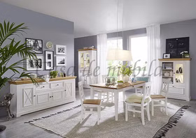 Esszimmer Landhausstil Kiefer massiv weiß eiche farbe Absatz casademobila Goslar