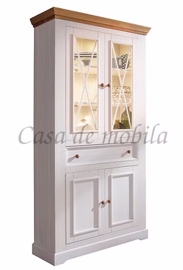 Massivhoz Vitrine Landhausstil Kiefer massiv weiß eiche farbe Absatz casademobila Goslar