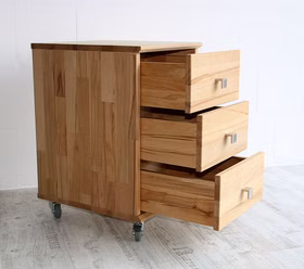 Schubladenkommode mit Rollen VERONA 40x63x45cm Kernbuche massiv natur geölt Casa de mobila Goslar