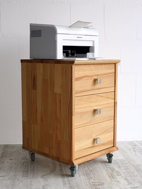 Massivholz Rollcontainer mit Schubladen VERONA 40x63x45cm Kernbuche massiv natur geölt Casa de mobila Goslar