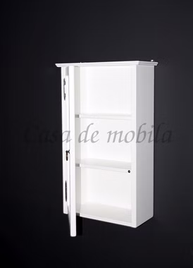 Hängevitrine aus Lindenholz massiv weiss lackiert massiv