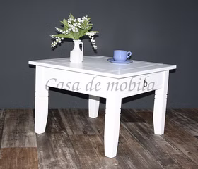 Massivholz Sofatisch mit 1 Schublade 65x46x65cm Decor Pappel massiv weiß lackiert Casademobila Goslar Massivholz Sofatisch mit 1 Schublade 65x46x65cm Decor Pappel massiv weiß lackiert Casademobila Goslar
