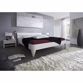 Massivholz Einzelbett Easy Sleep 100x200x45cm Kiefernholz weiss Bein 1 rund konisch Kopfteil 2 Casa de mobila Goslar