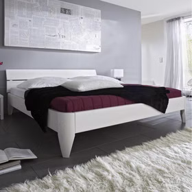 Massivholz Bett Easy Sleep 100x200x45cm Kiefernholz weiss Bein 1 rund konisch Kopfteil 2 Casa de mobila Goslar