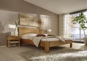 Doppelbett Easy Sleep mit Eckigebeine und Kopfteil 3, 180x200x45cm Eiche massiv natur geölt, 9318+93XL-3 Casa de mobila Goslar