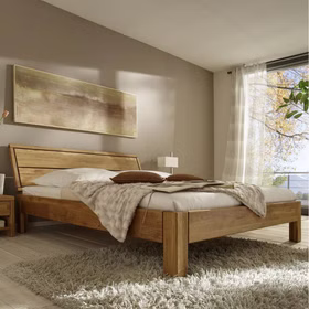 Massivholz Bett Easy Sleep 160x200x45cm Eiche massiv natur geölt Beine 3 eckig,Kopfteil 1 Casa de mobila Goslar