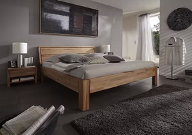 Massivholz Doppelbett Easy Sleep 160x200x45cm Kernbuche massiv geölt parkettverleimt Holzbeine 3 eckig, Kopfteil 1Casa de mobila Goslar