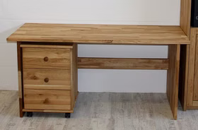 Massivholz PC-tisch Set 2 teilig mit Rollcontainer 125x74x78cm CONTRA Wildeiche massiv natur geölt Casa de mobila Goslar Massivholz PC-tisch Set 2 teilig mit Rollcontainer 125x74x78cm CONTRA Wildeiche massiv natur geölt Casa de mobila Goslar