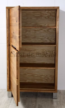 Massivholz Schrank Soul innen 75x134x42 cm Rustikale Balkeneiche massiv geölt Casa de mobila Goslar
