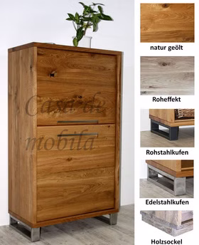 schrank halbhoch schmal Soul 75x134x42 cm Rustikale Balkeneiche massiv geölt Casa de mobila Goslar