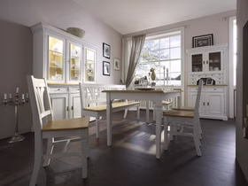 Massivholz Küchenbuffet VICTORIA landhaus Fichte massiv 2farbig weiß antik Shabby Chic lackiert Casa de mobila Goslar