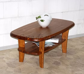 Massivholz Wohnzimmertisch Oval mit Ablage 116x48x62cm ESBJERG Kiefer massiv kirschfarben lackiert Casa de mobila Goslar