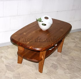 Ovaler Stubentisch mit ablage ESBJERG 130x51x76cm Kiefer massiv kirschfarben lackiert Casa de mobila Goslar