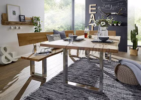 Massivholz Eckbank Essgruppe Sitzgruppe Schenkel rechts Asteiche Wildeiche