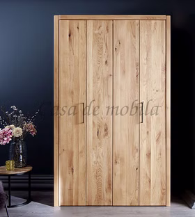Kleiderschrank 133x221x65cm, 2 Falt-Türen, rustikale Wildeiche geölt Kleiderschrank 133x221x65cm 2 Falt-Türen rustikale Wildeiche massiv natur geölt Casa de mobila Goslar