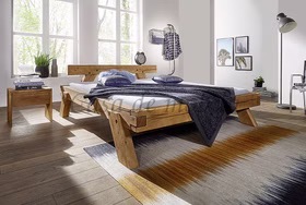 Holzbett Balkenbett 180x200x42cm Kiefer massiv gebeizt & geölt eichefarben Casa de mobila Goslar Holzbett Balkenbett 180x200x42cm Kiefer massiv gebeizt & geölt eichefarben Casa de mobila Goslar