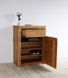 Massivholz Schuhschrank Rechts HORIZONT 71x94x40cm eiche massiv natur geölt Casa de mobila Goslar