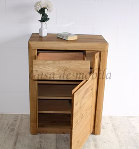 Massivholz Schuhschrank Rechts HORIZONT 71x94x40cm Wildeiche massiv natur geölt Casa de mobila Goslar
