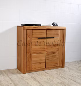 Schuhschrank 102x94x40cm HORIZONT Kernbuche massiv geölt Metallgriffe