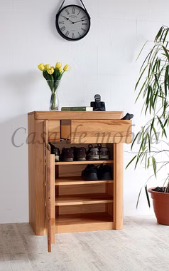 Massivholz Schuhschrank links mit Holzgriffe HORIZONT 71x94x40cm rotkernbuche massiv geölt Casa de mobila Goslar