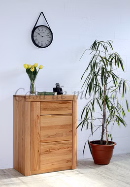 Massivholz Flurkommode links mit Holzgriffe HORIZONT 71x94x40cm Kernbuche massiv natur geölt Casa de mobila Goslar