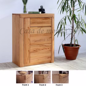 Massivholz Schuhkommode links mit Holzgriffe HORIZONT 71x94x40cm Kernbuche massiv natur geölt Casa de mobila Goslar