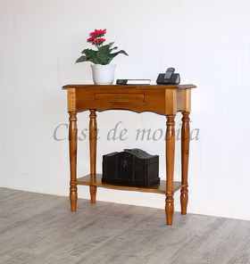 Massivholz Telefontisch mit gedrechselten beinen VARESE 74x79x33cm Bernsteinfarben lackiert Casa de mobila Goslar
