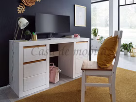 Massivholz Bürotisch Celle Kiefer massiv weiß gelaugt geölt casademobila Goslar