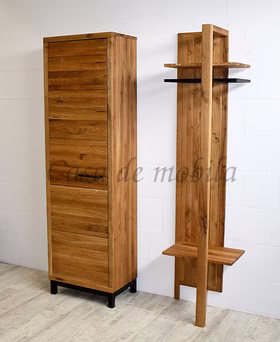 Massivholz Dielenmöbel set Brest 2teilig Wildeiche massiv geölt rustikal Eisen Vintage Casa de mobila Goslar