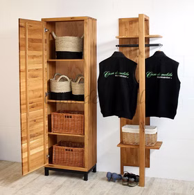 Massivholz Dielenmöbel set Brest 2teilig Wildeiche massiv geölt rustikal Eisen Vintage Casa de mobila Goslar