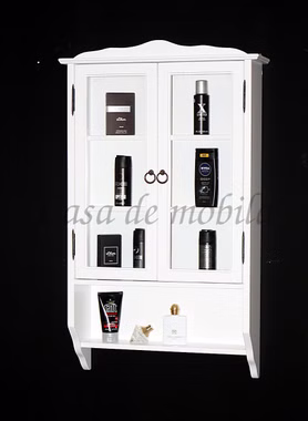 schmaler Hängevitrine und ablage 58x97x18cm DECOR Pappel massiv weiß lackiert Casademobila Goslar