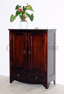 Massivholz Telefonkommode Telefonschrank schmal AQUA braun nussbaumfarben casademobila Goslar