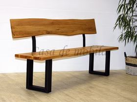 Holzbank mit Baumkante und Rückenlehne 160x92x49cm ZINGST Metallbeine Schwarz Wildeiche massiv natur geölt Casa de mobila Goslar Holzbank mit Baumkante und Rückenlehne 160x92x49cm ZINGST Metallbeine Schwarz Wildeiche massiv natur geölt Casa de mobila Goslar