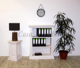 Dielenregal niedrig landhaus PINEA Pinie massiv weiss gebürstet casademobila